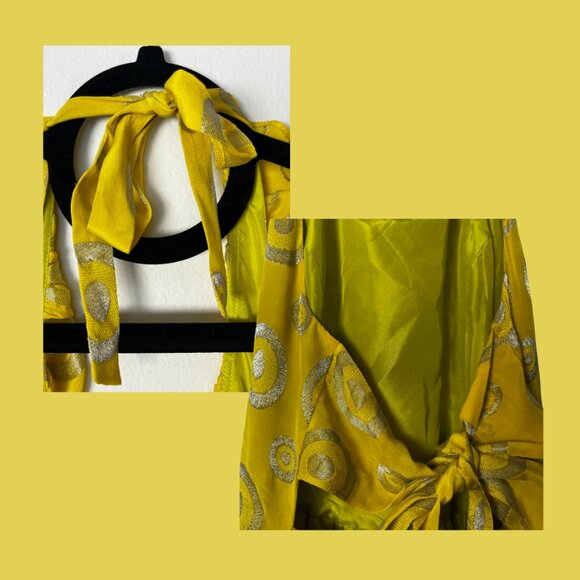 🌼 Anthropologie 100% Silk Yellow Dress – Size 2, NWOT - Picture 10 of 12